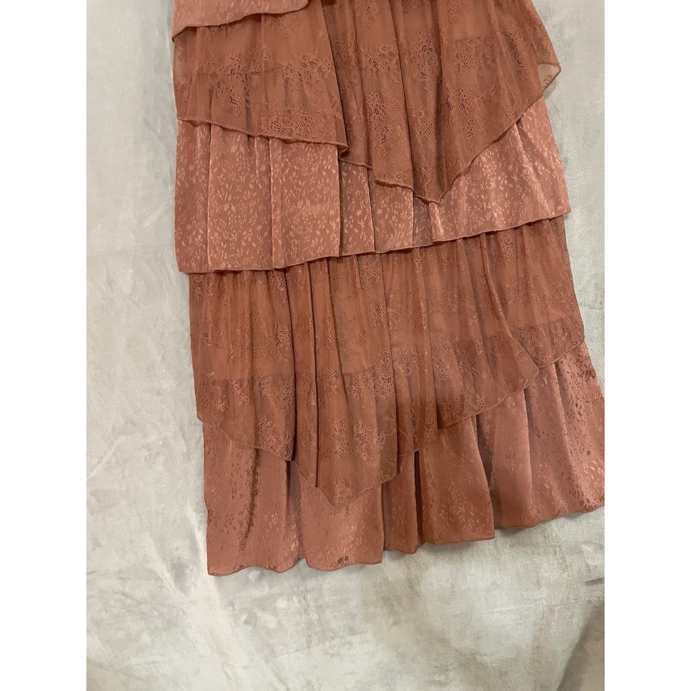 SENI & CADE Juniors Size L Lace Midi Dress Dark Peach Summer Party Tie Front NWT - Picture 6 of 11